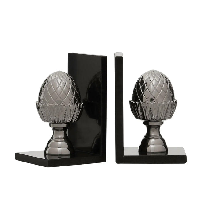 Koper Aluminium Set Of 2 Acorn Bookends In Silver