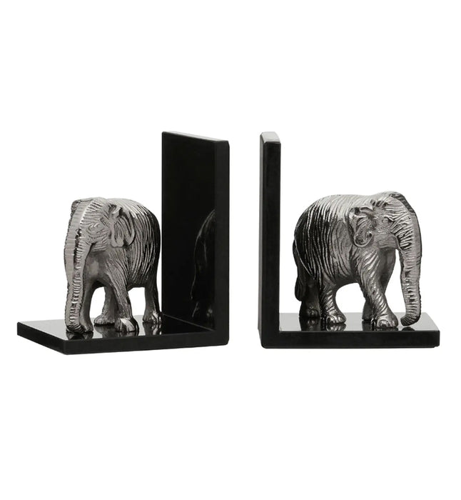 Koper Aluminium Set Of 2 Elephant Bookends In Silver