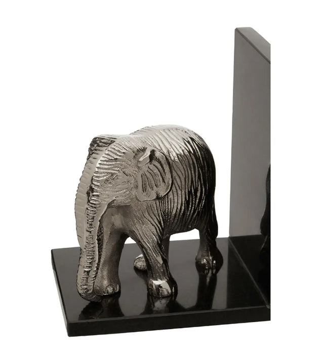 Koper Aluminium Set Of 2 Elephant Bookends In Silver