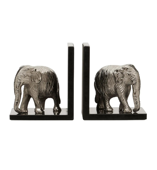 Koper Aluminium Set Of 2 Elephant Bookends In Silver