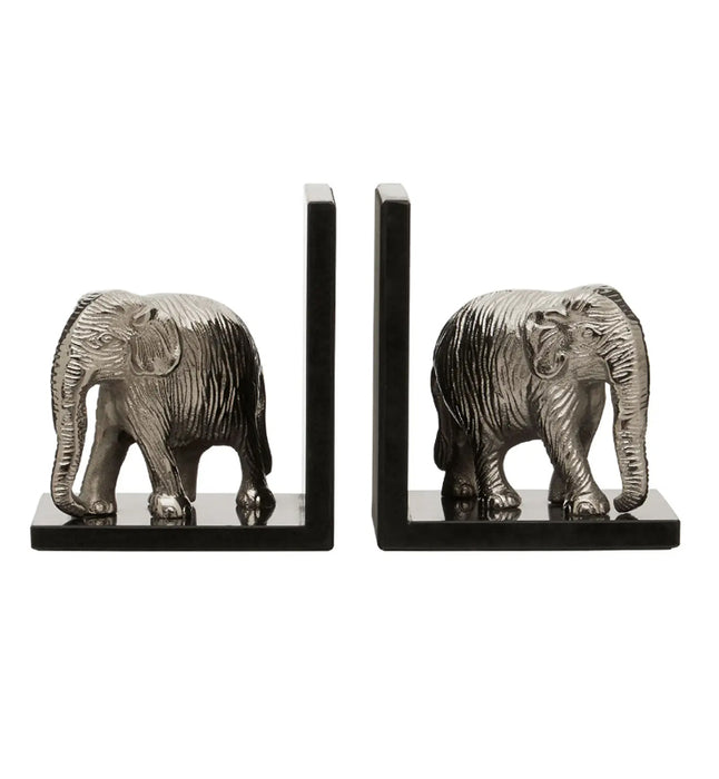 Koper Aluminium Set Of 2 Elephant Bookends In Silver