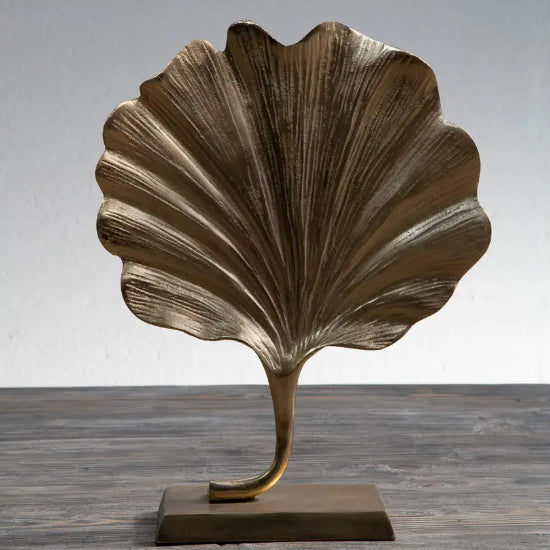 Prato Cast Aluminium Ginkgo Leaf Sculpture In Gold