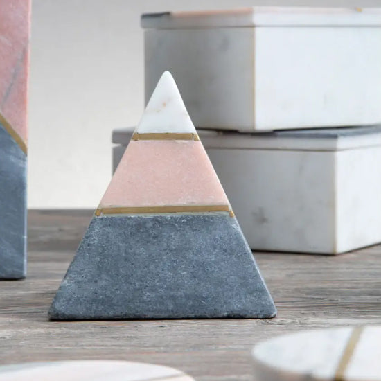 Kira Marble Pyramid Sculpture In Multicolour