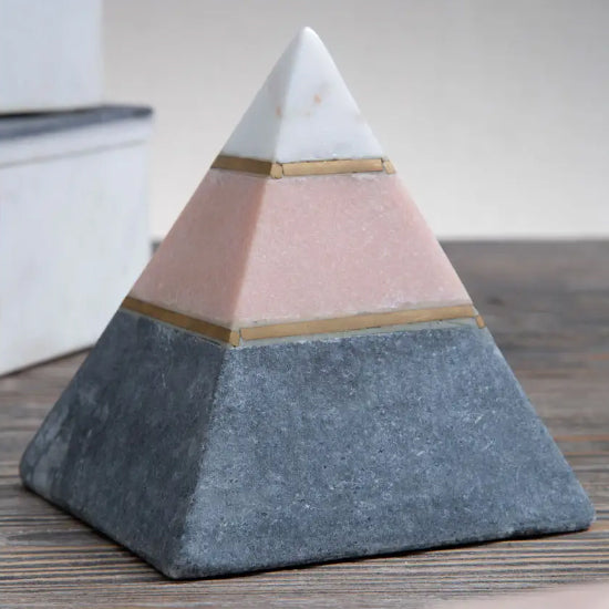 Kira Marble Pyramid Sculpture In Multicolour