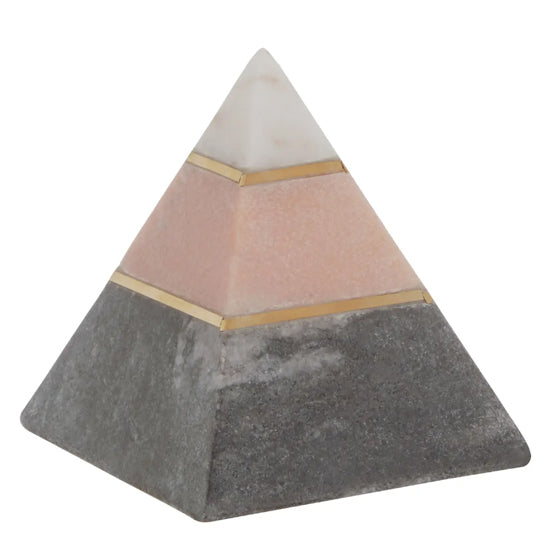 Kira Marble Pyramid Sculpture In Multicolour