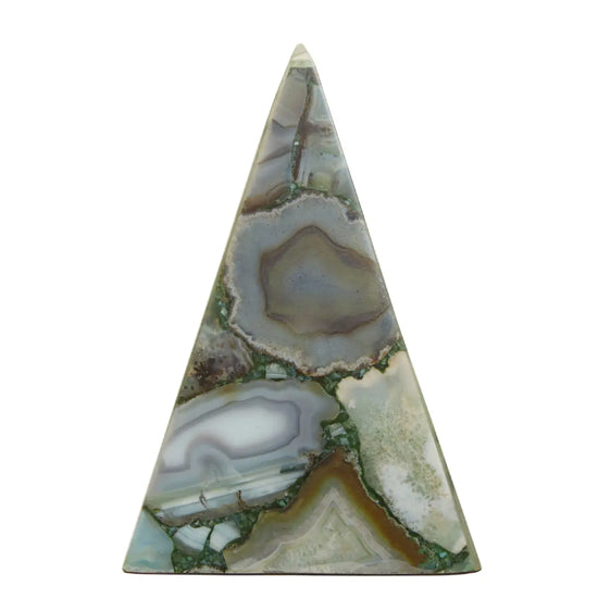 Bowerbird Agate Stone Obelisk Sculpture In Green