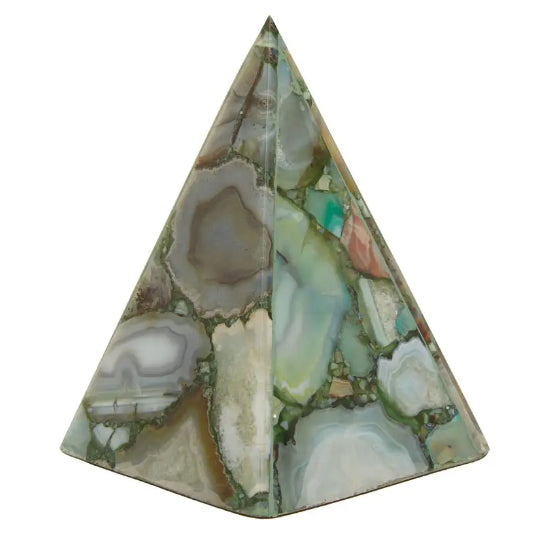 Bowerbird Agate Stone Obelisk Sculpture In Green