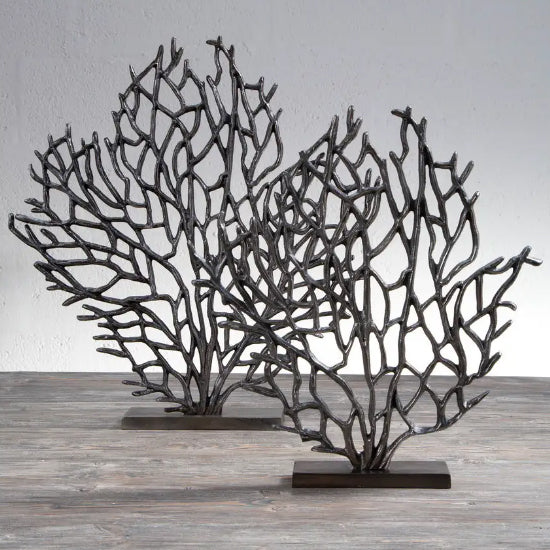 Prato Small Cast Aluminium Tree Sculpture In Black Nickel