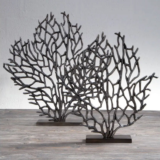 Prato Large Cast Aluminium Tree Sculpture In Black Nickel