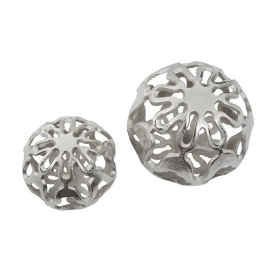 Kensington Townhouse Aluminium Set Of 2 Deco Ball Set In Nickel