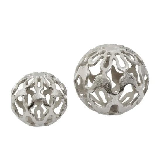 Kensington Townhouse Aluminium Set Of 2 Deco Ball Set In Nickel