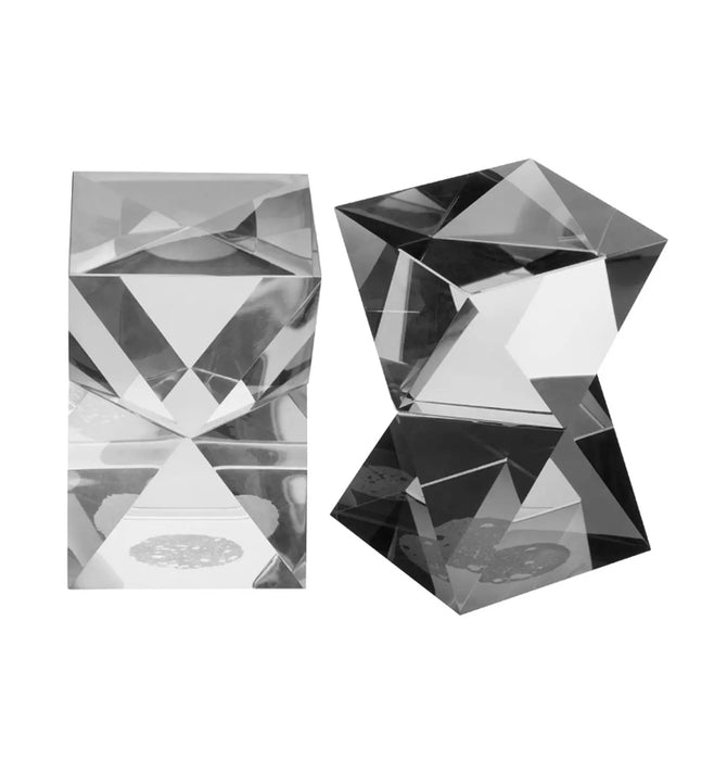 Carrie Glass Set Of 2 Crystal Geometric Bookends In Metallic Grey