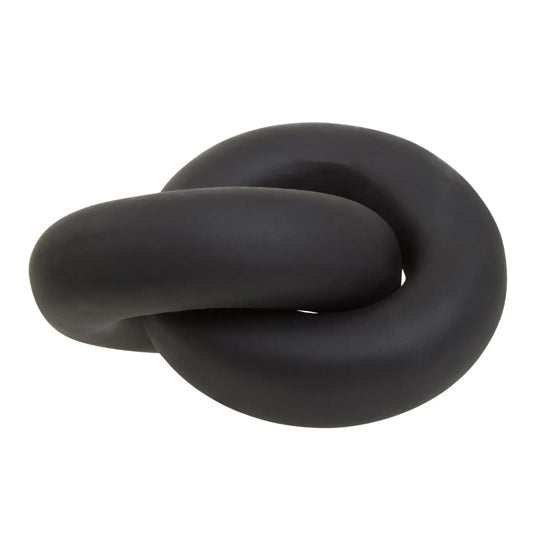 Tundra Earthenware Knot Sculpture In Black