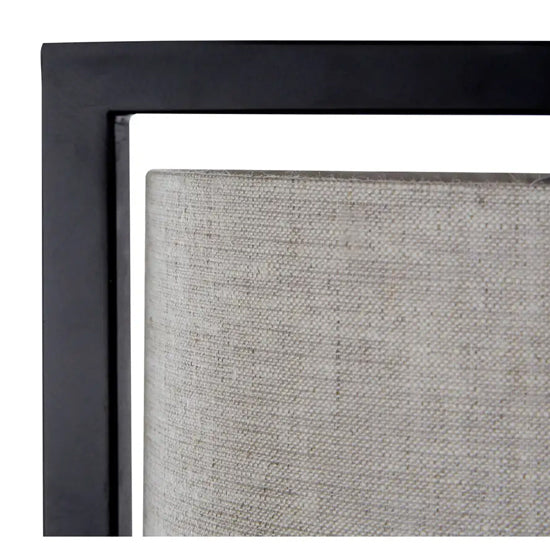 Lara Natural Fabric Shade Table Lamp With Black Metal Frame