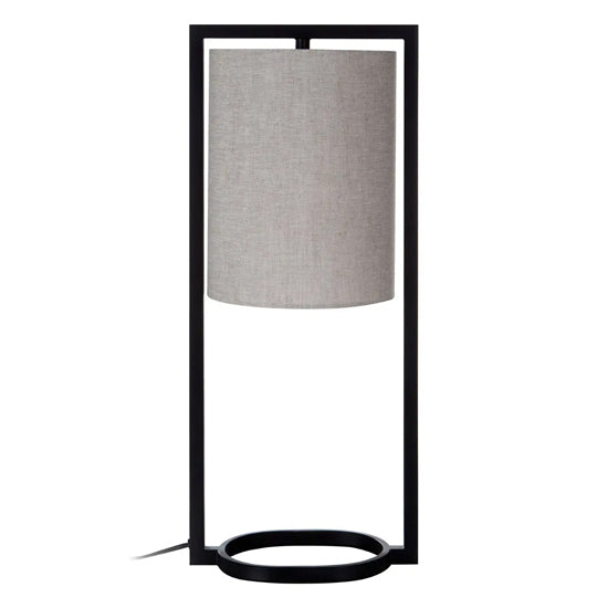 Lara Natural Fabric Shade Table Lamp With Black Metal Frame