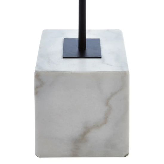 Murdoch Natural Linen Floor Lamp With White Marble Base