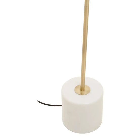 Murdoch Gold Metal Shade Floor Lamp With White Marble Base