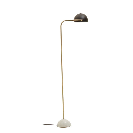 Murdoch Black Metal Floor Lamp With White Marble Base