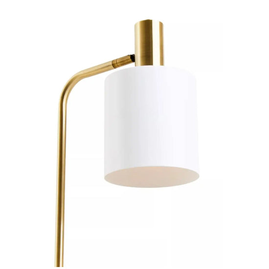 Newton White Shade Floor Lamp With Gold Metal Base