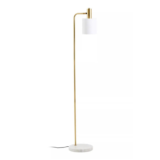 Newton White Shade Floor Lamp With Gold Metal Base