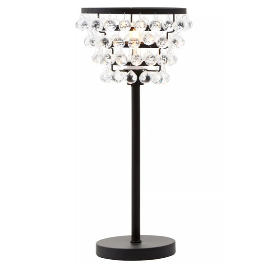 Hutchinson Clear Crystal Table Lamp With Black Metal Base