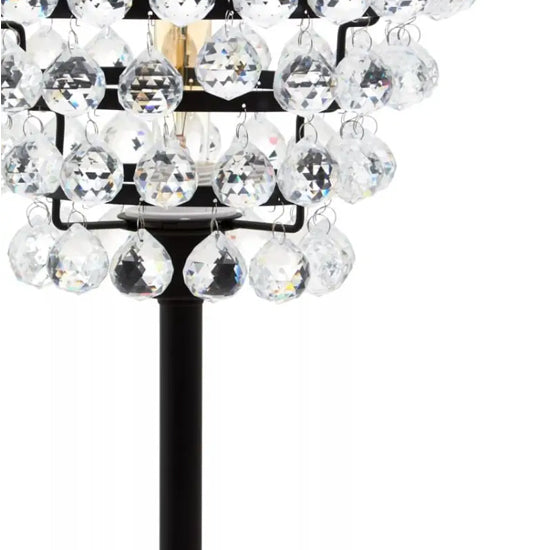 Hutchinson Clear Crystal Table Lamp With Black Metal Base