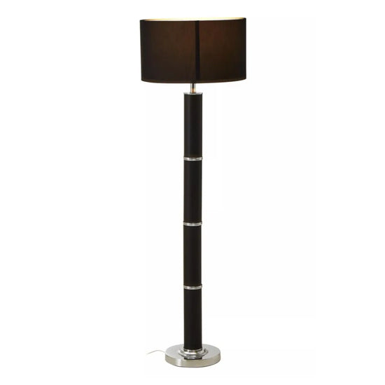 Hanah Black Snake Leather Effect Shade Floor Lamp With Chrome Base