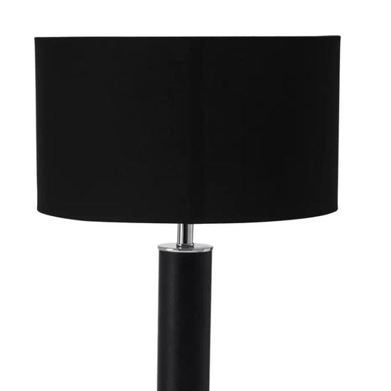 Hanah Black Snake Leather Effect Shade Floor Lamp With Chrome Base