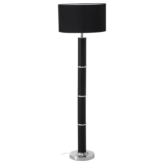 Hanah Black Snake Leather Effect Shade Floor Lamp With Chrome Base