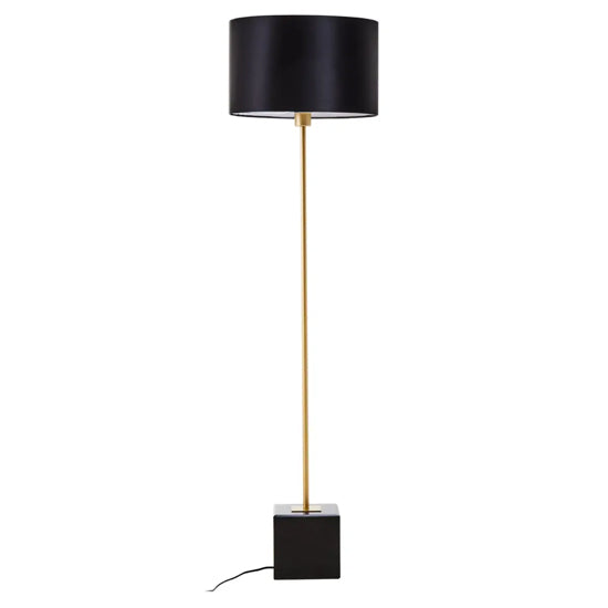 Murdoch Black Linen Shade Floor Lamp With Black Marble Base