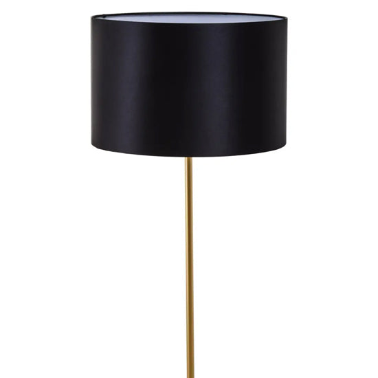 Murdoch Black Linen Shade Floor Lamp With Black Marble Base