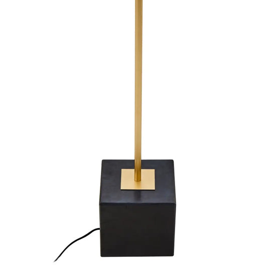 Murdoch Black Linen Shade Floor Lamp With Black Marble Base