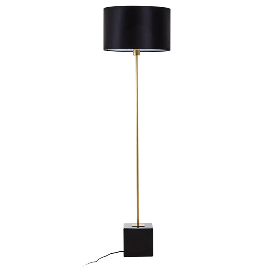 Murdoch Black Linen Shade Floor Lamp With Black Marble Base