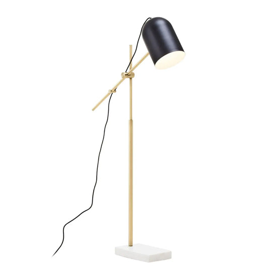 Equipoise Black Shade Floor Lamp With And White Marble Base