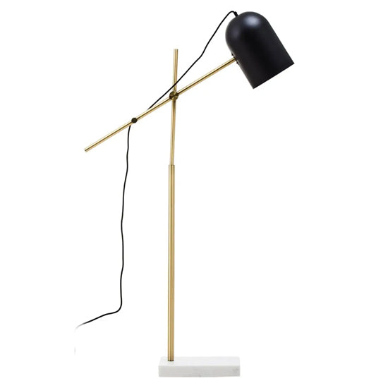 Equipoise Black Shade Floor Lamp With And White Marble Base