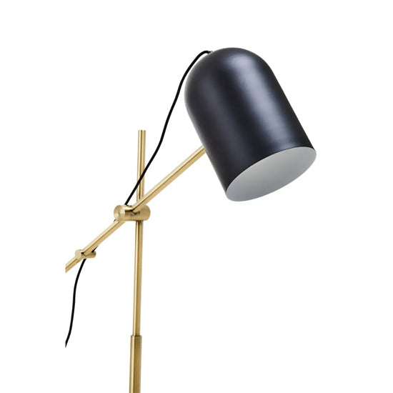 Equipoise Black Shade Floor Lamp With And White Marble Base