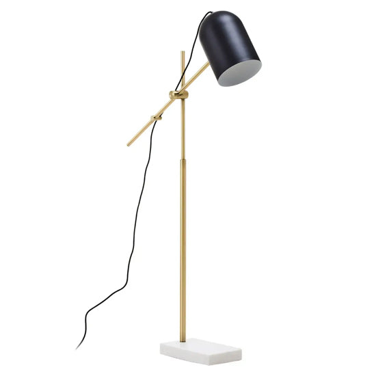 Equipoise Black Shade Floor Lamp With And White Marble Base