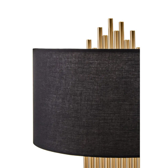 Impero Balck Linen Shade Table Lamp With Gold Iron Metal Base