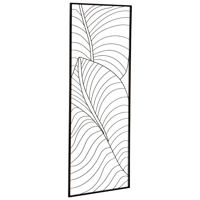 Trento Metal Large Leaf Design Wall Art In Black