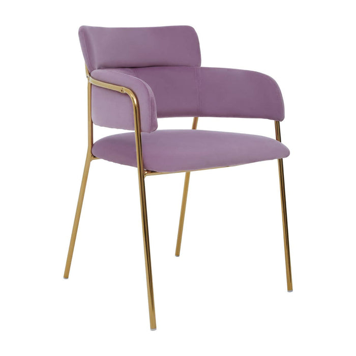 Tamzin Pink Velvet Dining Chairs With Gold Legs In Pair