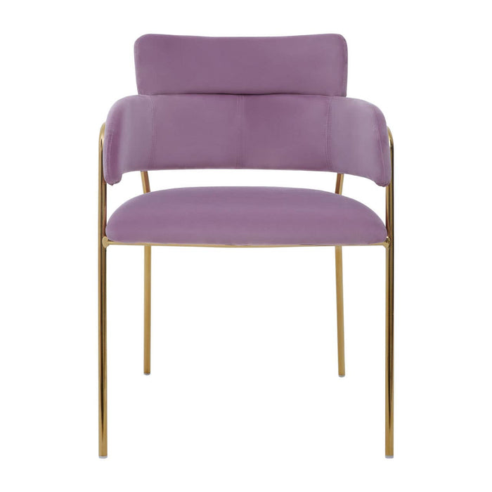 Tamzin Pink Velvet Dining Chairs With Gold Legs In Pair