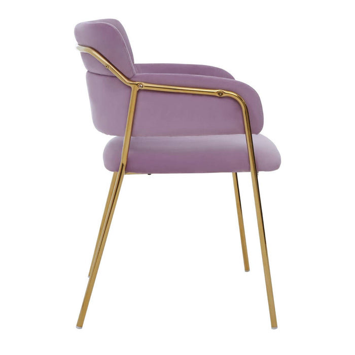 Tamzin Pink Velvet Dining Chairs With Gold Legs In Pair