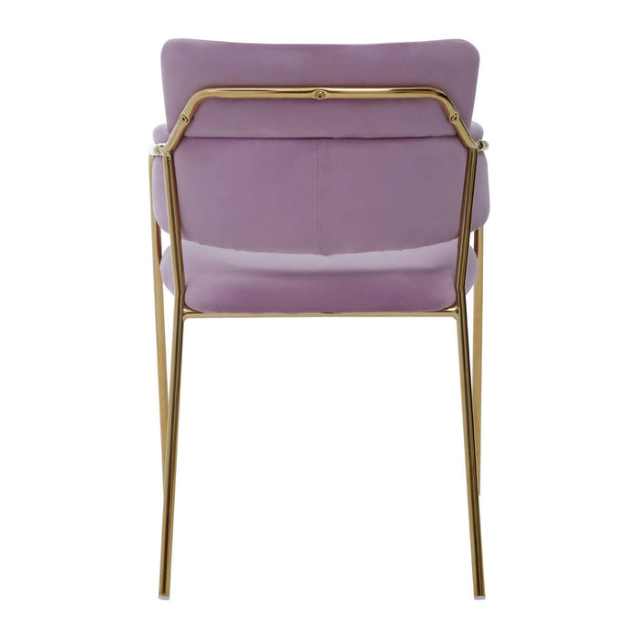 Tamzin Pink Velvet Dining Chairs With Gold Legs In Pair