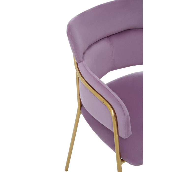 Tamzin Pink Velvet Dining Chairs With Gold Legs In Pair