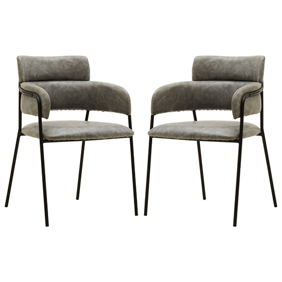 Tamzin Grey Faux Leather Dining Chairs In Pair