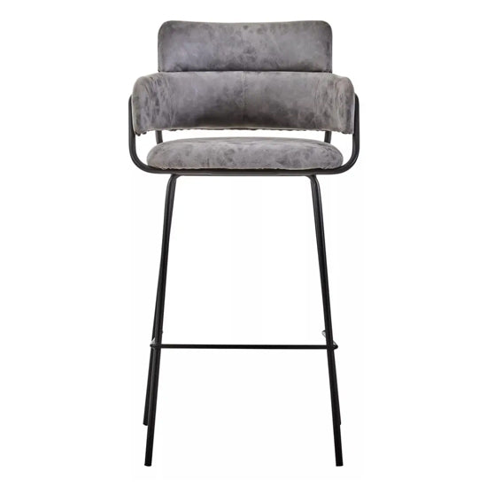 Tamzin Grey Faux Leather Bar Chairs In Pair