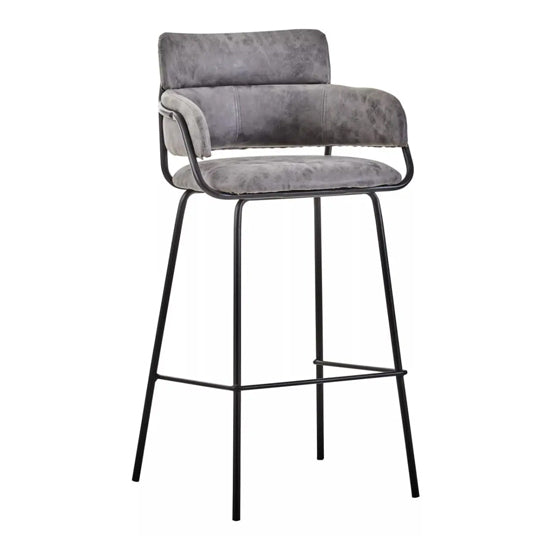 Tamzin Grey Faux Leather Bar Chairs In Pair