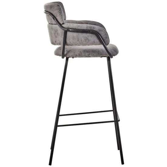 Tamzin Grey Faux Leather Bar Chairs In Pair