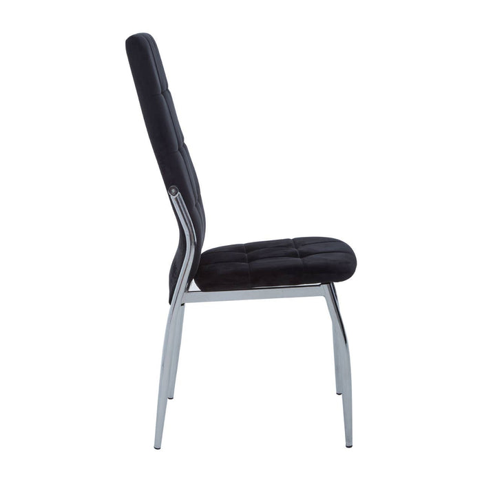 Tamzin Velvet High Back Dining Chair In Black With Silver Legs