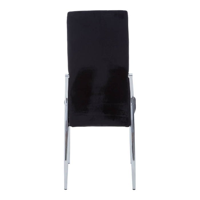 Tamzin Velvet High Back Dining Chair In Black With Silver Legs